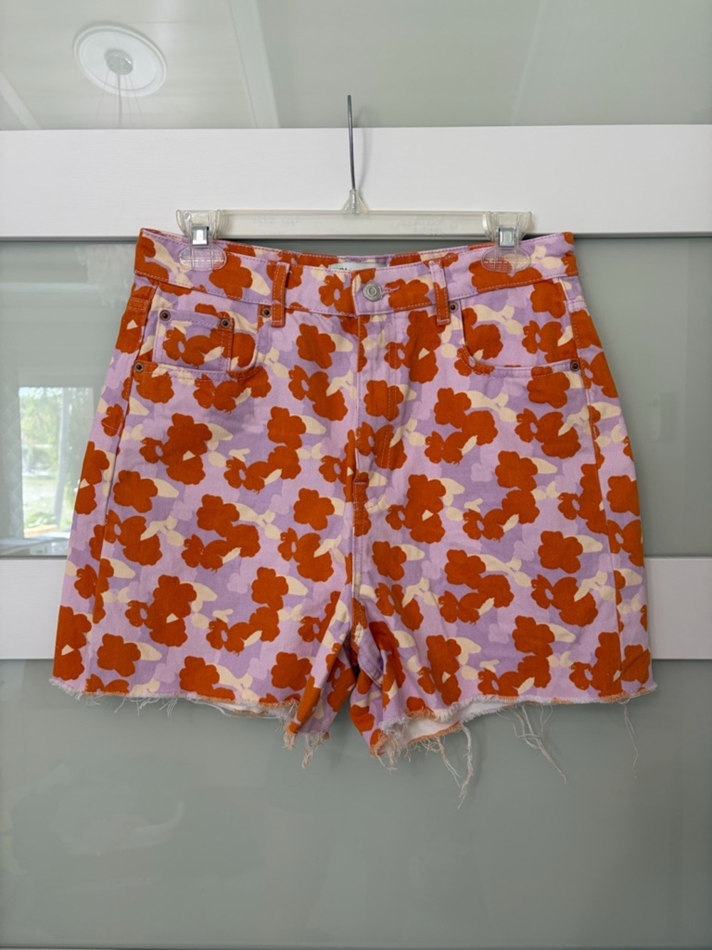 ZARA High waist denim shorts floral pattern